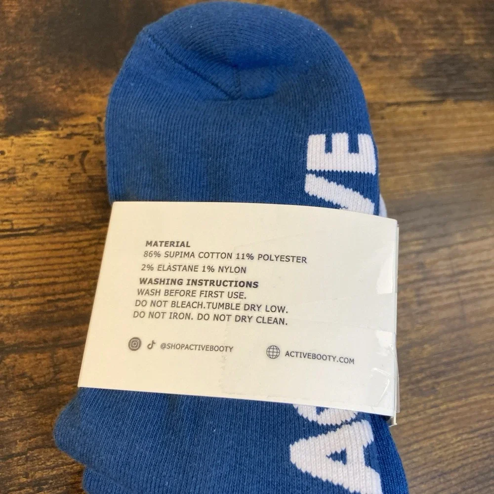 Active Booty 3 Pack Everyday Crew Socks Womens 6-9 Ocean Blue